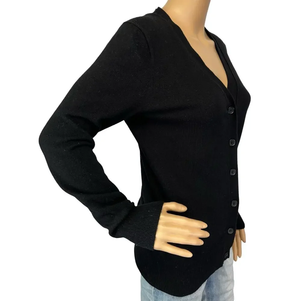 J. Crew Wool Blend V-neck Cardigan Sweater Black F4721 Size XS